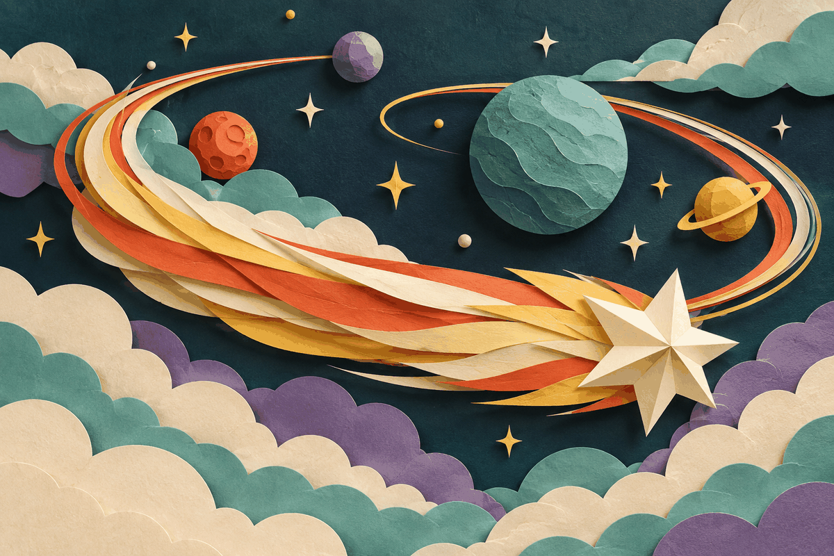 A looping paper comet in a small planetary world